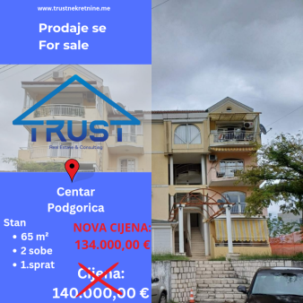 Dvosoban stan, 65 m2, Centar, Podgorica, Prodaja 