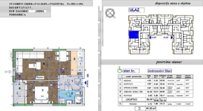 Jednosoban stan, 42m2, Zagorič, Podgorica, Prodaja