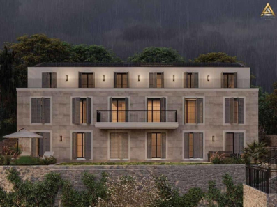 Jednosoban stan 52.15m2 + 132m2 terase u novom stambenom kompleksu u Prčnju, Kotor