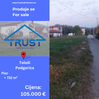 Plac, 732 m2, Tolosi, Podgorica