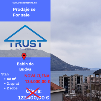 Dvosoban stan, 68 m2, Budva, Prodaja