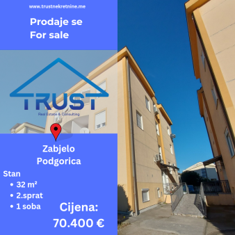 Jednosoban stan, 32 m2, Zabjelo, Podgorica, Prodaja