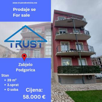 Garsonjera 39 m2, Zabjelo, Podgorica, Prodaja