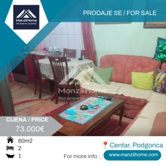 Dvosoban stan, 60m2, Centar, Podgorica, Prodaja