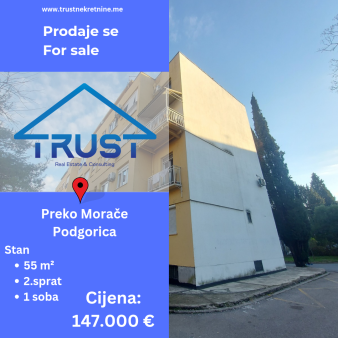 Jednosoban stan, 55 m2, Preko Morace, Podgorica, Prodaja