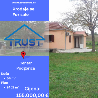 Kuca, 64m2, Centar, Podgorica, Prodaja