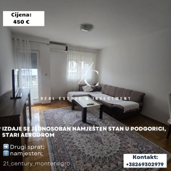 Jednosoban  stan, 47m2,  Stari Aerodrom, Podgorica, Izdavanje