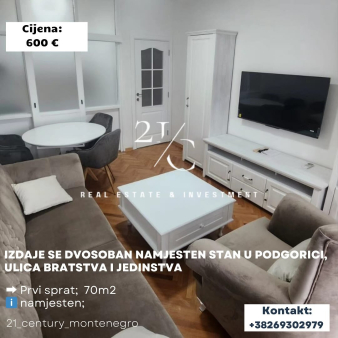 Dvosoban stan, 70m2, Podgorica, Izdavanje